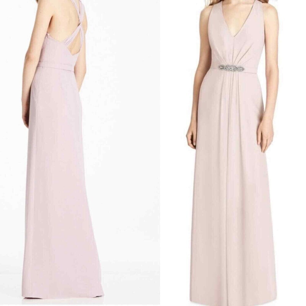 Jenny Packham Bridesmaid Dessy Sleeveless Gown Dress JP1002 In Blush Size 6